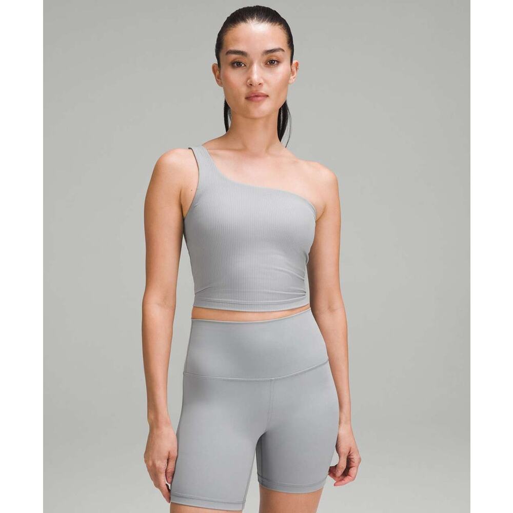 NWT Lululemon Ribbed Nulu Asymmetrical Yoga Tank Top Rhino Grey Size 4
